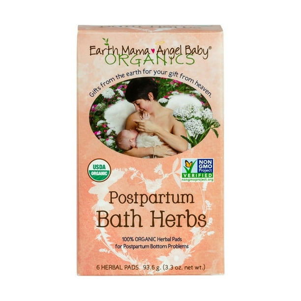 Earth Mama Herbes de Bain Post-Partum Angel - 6 Tampons à Base de Plantes / Boîte