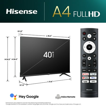 Hisense - 40" Class A4 Series LED Full HD 1080P Smart Google TV