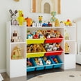 thumbnail image 3 of Roromall Kids Toy Storage Organizer w/8 Removable Toy Bins, Bookshelf and Toy Storage w/2 Storage Cubbies Playroom Storage Bins for Bedroom, Kids Room, Classroom, 3 of 5