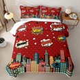 thumbnail image 2 of Erosebridal Comic Boom City Spider Print Twin Quilt Set for Boys Girl, Red Cartoon Halloween Town Twin Coverlet Set, 2pcs, 2 of 7