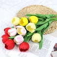 thumbnail image 2 of Nvzi Purple artificial tulips -12 pieces, 13 inches long - PU bouquet with realistic touch, realistic petal texture, flexible stem, perfect for home office wedding decoration, 2 of 5