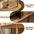 thumbnail image 5 of FURNIWAY Modern Bookshelf with Sliding Door, 4-Tier Open Display Storage Shelf with Wooden Legs, 63" Mid Century Bookshelf Cabinet for Living Room, Bedroom, Home Office, Natural, 5 of 8