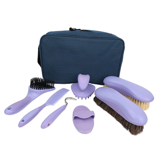 Juego de mantenimiento de suministros para baño de caballos, herramienta de , cepillos corporales, equipo de equitación, cepillos de limpieza Púrpura