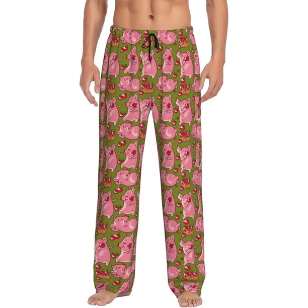 Fotbe Cartoon Pigs Pantalones de Pijama para Hombre, Pantalones de Dormir, Pantalones de Casa con Cintura Ajustable y Bolsillos-3X-Large