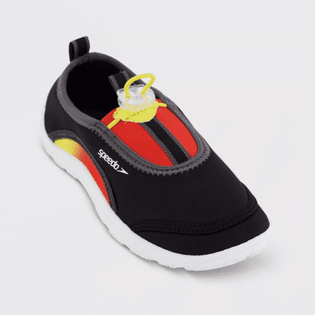 

Speedo Boy s Junior Surfwalker Water Shoes - Black-Steel Gray W/Orange And Red - Size Small (13-1)
