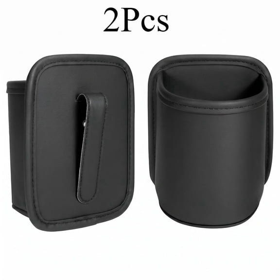 Car Cup Holder Organizer 2 Pack, Leather Anti-Sag Clip On, Fits Back Seat Door Headrest, For Bottles Tumblers Mugs