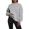 thumbnail image 2 of VJGBEGW Womens Mock Neck Sweatshirt Oversized Pullover Fall Fashion Long Sleeve Tops Light Ashy M, 2 of 9