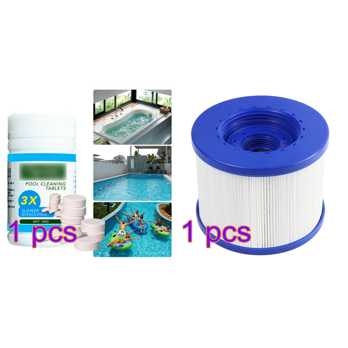 100PCS/Bottle Pool Cleaning Effervescent Chlorine Tablets Effervescent Cleaner 