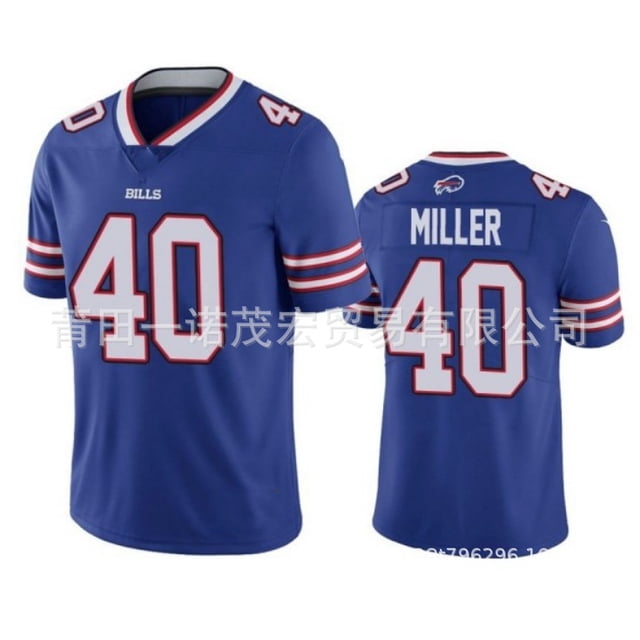 Bills Embroidered Football Jersey 14#Diggs 17#Allen 3# Replica Player Name Jersey -WEVALLEY
