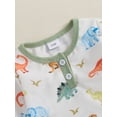 thumbnail image 6 of Suealasg Baby Boy Outfits Long Sleeve Dinosaur Print Romper + Overalls Long Pants + Hat Set Infant Boy Spring Fall Clothes, 6 of 8