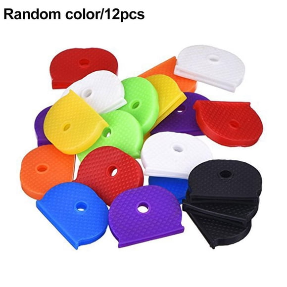 12 Pcs Key Caps Flexible Key Covers Colored Key Identifier Caps for Home Door Keys Car Keys (Random Color)