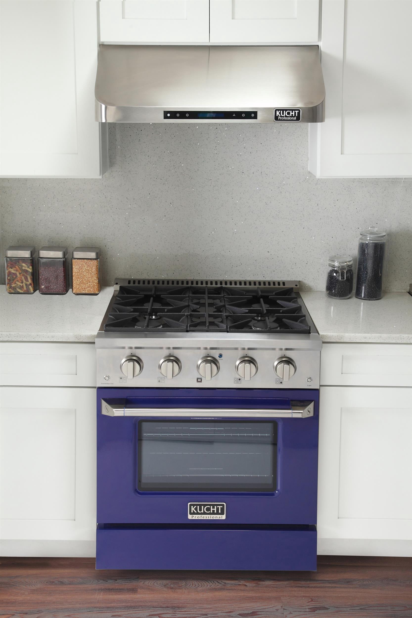 30 in. 4.2 cu. ft. Dual Fuel Range Propane Gas Sealed Burners in Blue.