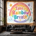 thumbnail image 6 of Take a Rainbow Breath Scene with Clouds and Stars, Cheerful Illustration for Kids, Mindfulness Wall Decor, Back to School Gift, Tapestry Wall Hanging for Classroom and Playroom, 6 of 7