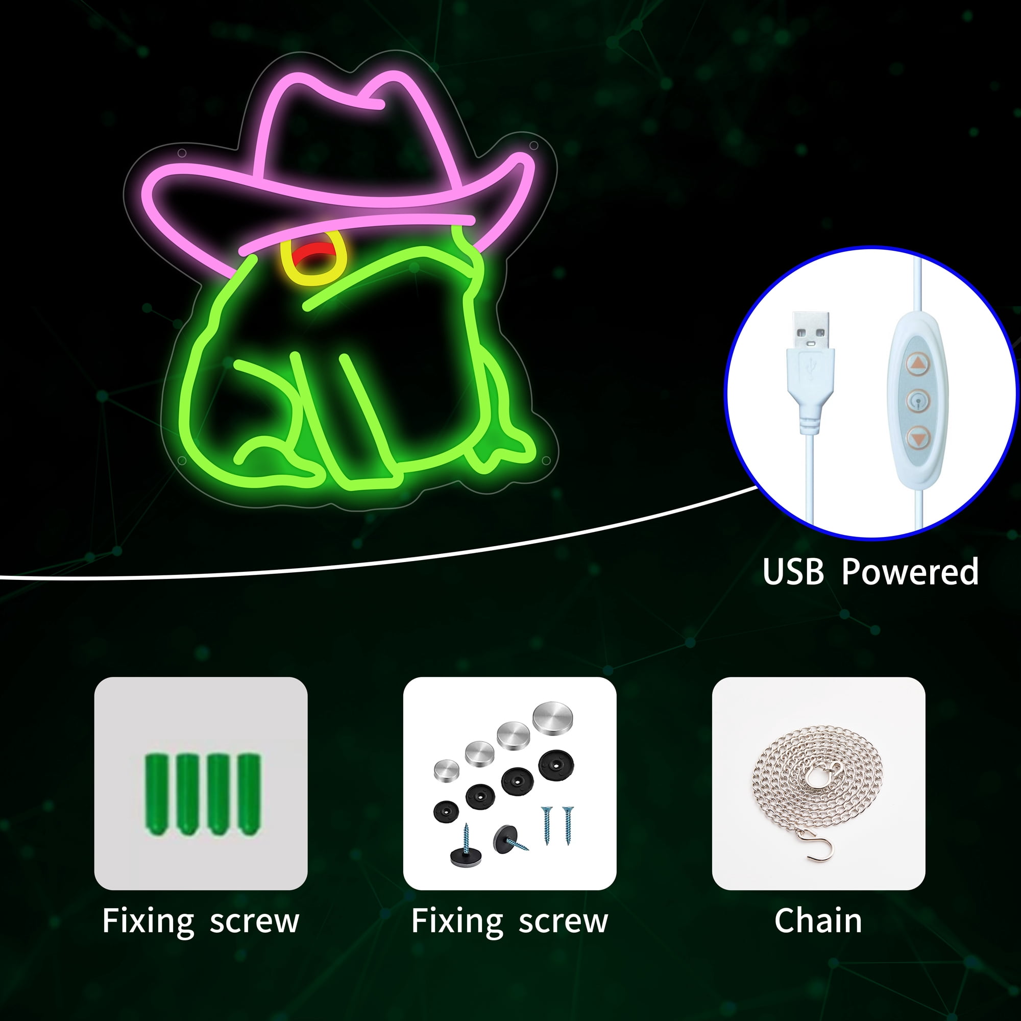 Cowboy Frog Neon Sign, Cowboy Toad Led Signs for Wall Decor, Dimmable Neon Light Sign for Bedroom, Game Room, Kids Room, Bar Decoration, USB Powered Light Up Signs for Party Decor