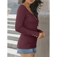 thumbnail image 6 of Womens Long Sleeve Shirts Casual Fall Fashion Clothes Tops Basic Ribbed Knit T Shirts, 6 of 6
