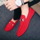 thumbnail image 2 of Zapatos de diseñador para hombre, zapatos de hombre, zapatos de cuero sin cordones, zapatos casuales para hombre, mocasines de conducción rojos para adultos, mocasines suaves antideslizantes (25,5 cm), 2 of 3