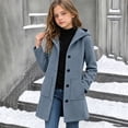 thumbnail image 7 of Girls Hooded Wool Blend Coat Mid-Length, Long Sleeve Single Breasted Fall Winter Peacoat Trench Jacket with Pockets, Navy 11-12 Years, 7 of 7