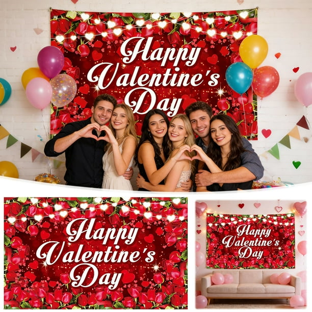 Fondo de rosas de amor, fondos de fotografía de San Valentín con forma de corazón y rosas, tela de fondo romántica para fiestas, bodas y decoración navideña, decoración de pared, decoración de aulas,