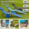 thumbnail image 2 of Fundango Camping Chairs Folding Chaise Lounge 5-Positions Reclining Lawn Chair with Side Table&Pillow for Beach Pool Patio Blue, 2 of 8
