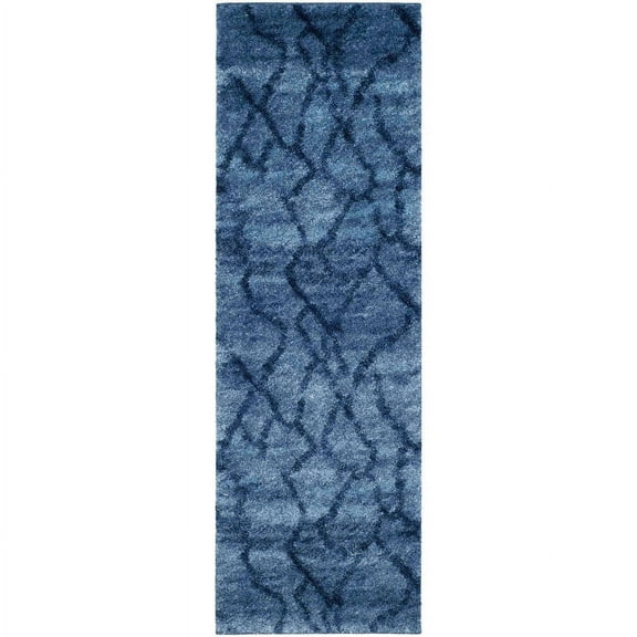 SAFAVIEH Retro Daphne Abstract Runner Rug, Blue/Dark Blue, 2'3" x 11'