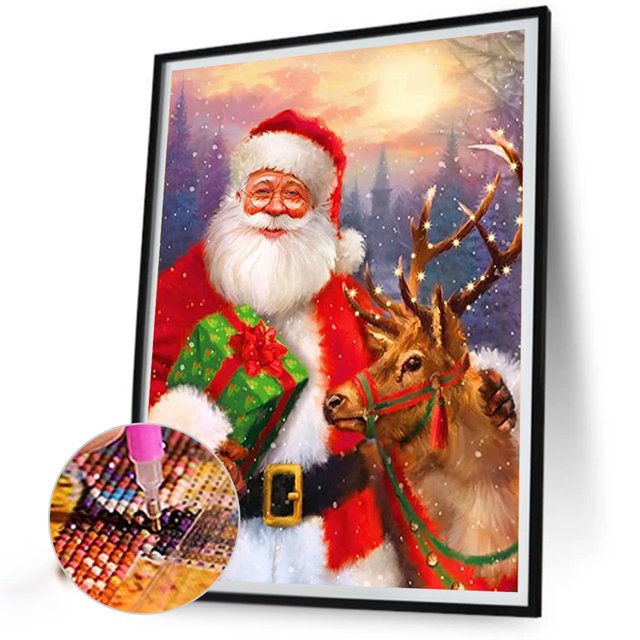 Cuadros Decorativos Santa Claus 5D DIY Diamond Painting Kits Full Round Drill Wall Art Decor (B5599) Ehuebsd embutido en tela