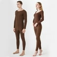 thumbnail image 3 of Qarigey Conjunto de ropa interior de mujer Calzoncillos largos térmicos de color sólido Calzoncillos cálidos para clima frío Baselayer Ropa Ropa interior vino tinto mujer, 3 of 6