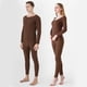 thumbnail image 5 of Sonducket Conjunto de ropa interior para hombre, calzoncillos largos térmicos elásticos de Color sólido para mujer, capa base cálida, vestido Ropa interior vino tinto mujer, 5 of 6