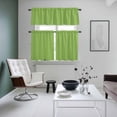 thumbnail image 6 of Watercolor Green Curtain Tier and Valance Set 3 Piece, Solid Color 3-inch Rod Pocket Window Tier Curtains Valance for Kitchen Living Room, 6 of 9