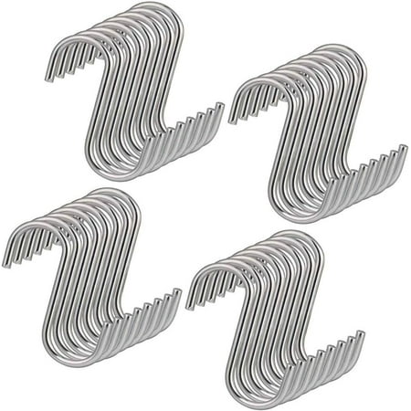 

Silver 3.5 Inch Stainless Steel S Hanging Hooks for Indoors Outdoors Hang Anything 20 Pcs