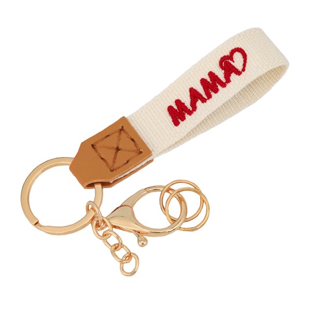 Fabric Keychain Mother's Day Gift Keycharms Fabric Embroidered Keychain Handmade Crochet Leather Keycharm Circles Keychain