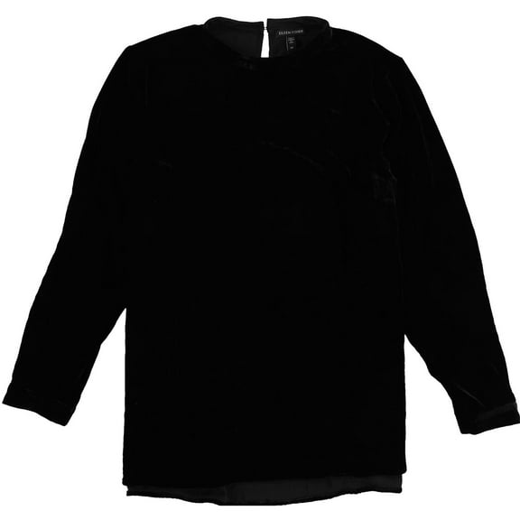 Eileen Fisher Womens Velvet Mock Neck Tunic Blouse, Black, XX-Small