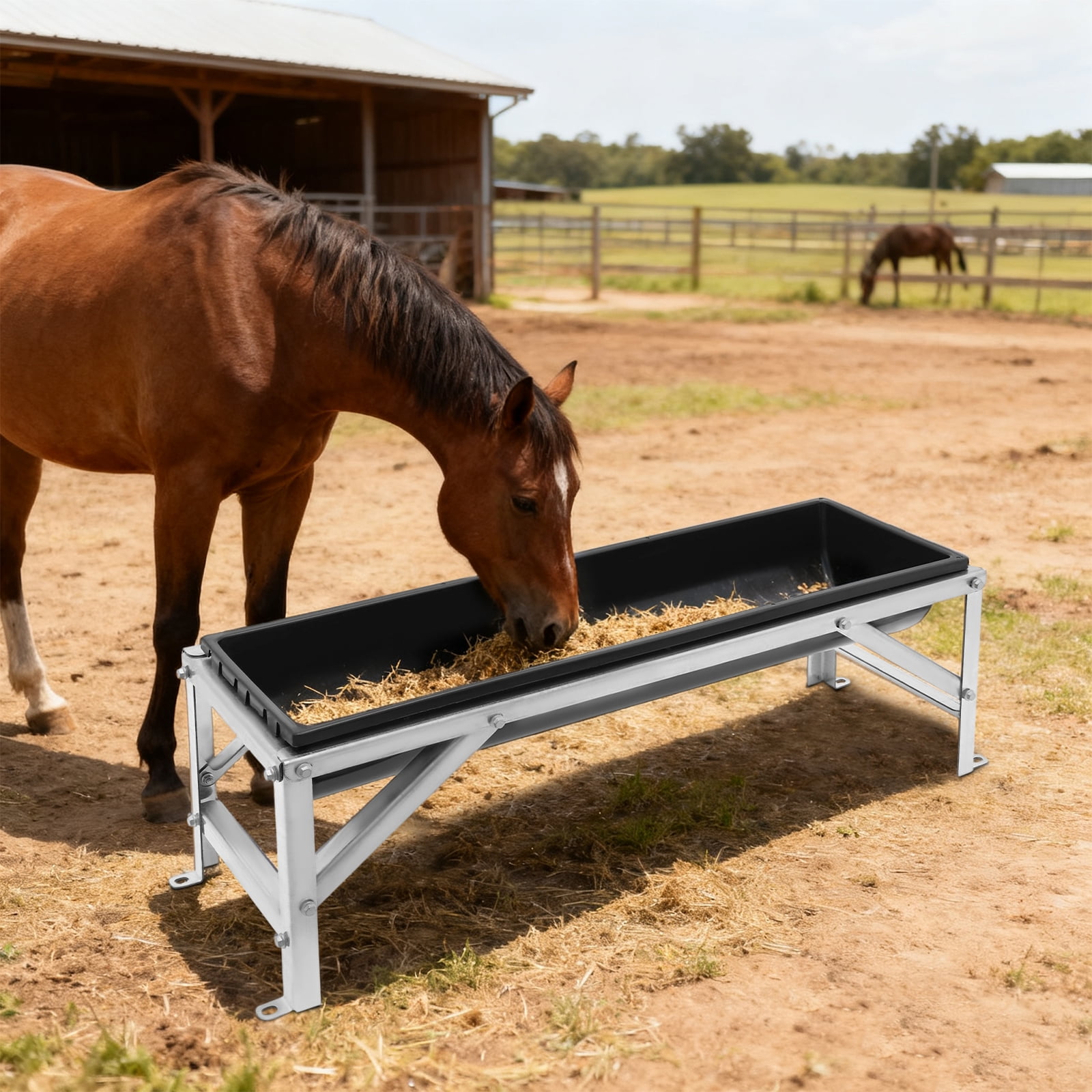 Premium Livestock Feeder, 9.25 Gal (35L) Capacity, Durable Steel & PP Construction - Rust-Resistant