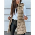 thumbnail image 4 of Fall Winter Women Sleeveless Long Vest Hooded Puffer Zipper Outwear Vest, 4 of 4