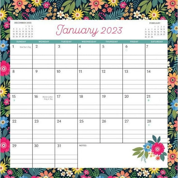2023- 12 Month Calendar-Floral Border -12x12 Spiral bound-by Pen + Gear