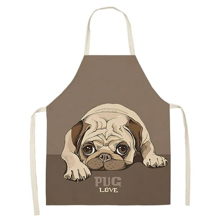 

Kitchen Essentials Kitchen Must Haves Kitchen Gadgets DOG PUG Printed Cotton Linen Sleeveless Apron Kitchen M