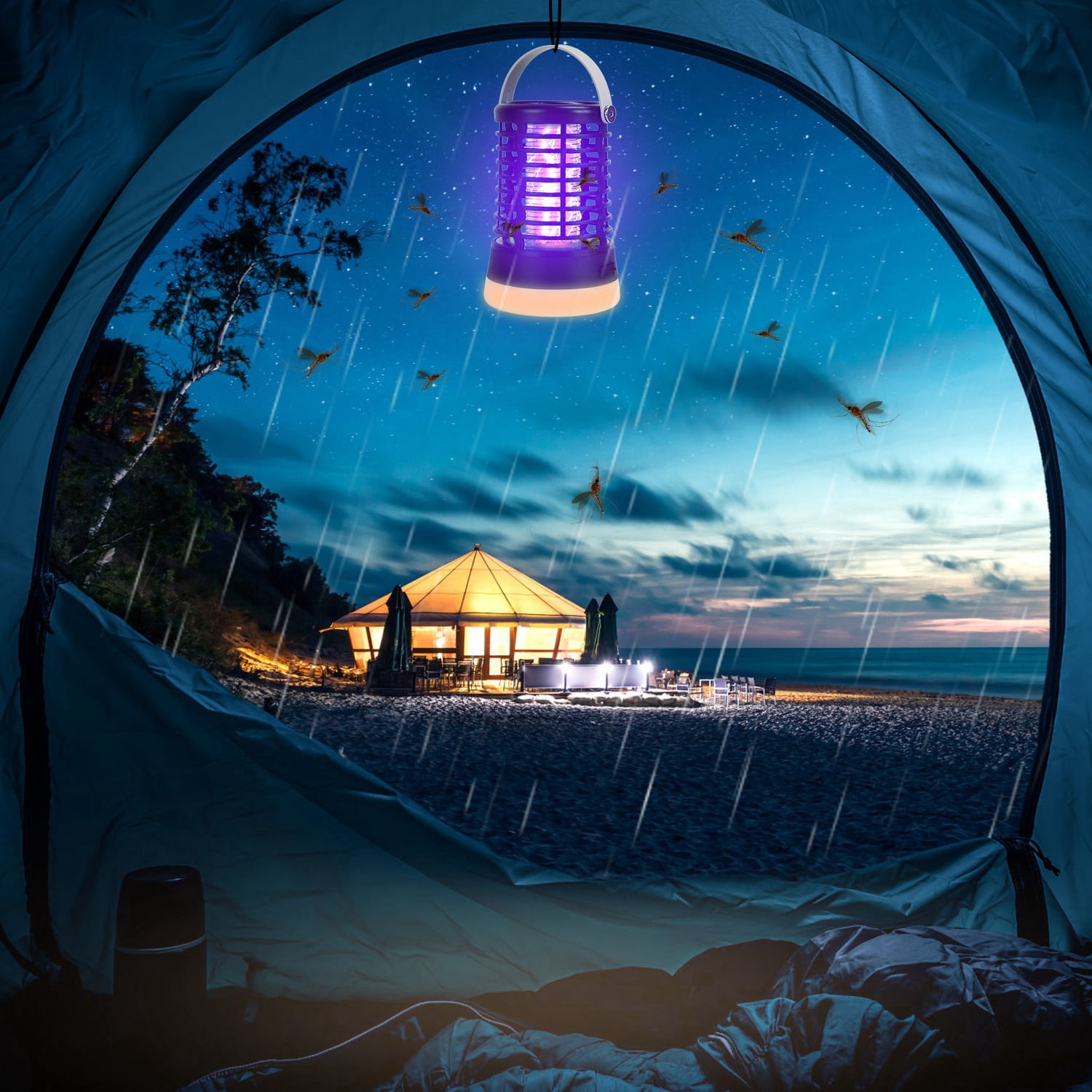 iMounTEK Mosquito Control Fly Light Portable Rechargeable Bug Zapper Triple Lighting Modes Waterproof, Black