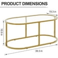 thumbnail image 2 of Coffee Table Gold Glass Coffee Table for Living Room, Oval Table Center Table with Ribbed Glass Top and Sturdy Metal Frame,Modern Glass Accent Tables for Bedroom Home Office, 2 of 9