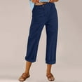 thumbnail image 2 of Womens Travel Pants Casual Solid Color Pants Elastic Waist With Zipper Multiple Pockets Comfortable Cotton Linen Long Trousers 2Xl Pants For Women, 2 of 5