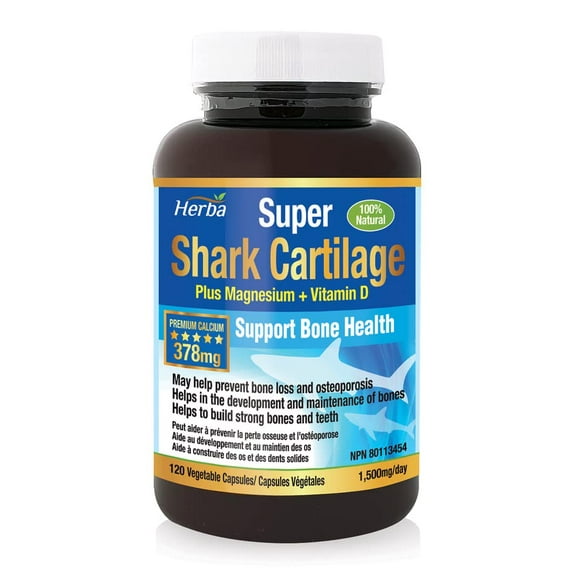 Herba Capsules de Cartilage de Requin - 120 Capsules | 1 500 Mg par Jour | Fabriqué au Canada