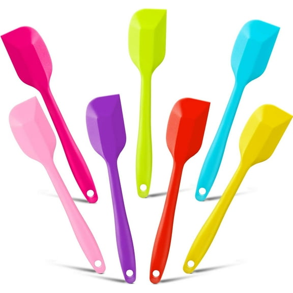 7 Pieces Silicone Spatulas 8 inch Heat-Resistant Spatulas Non-Stick Flexible Scrapers Kitchen Rubber Spatulas for Kitchen Cooking, Baking, Mixing Tools