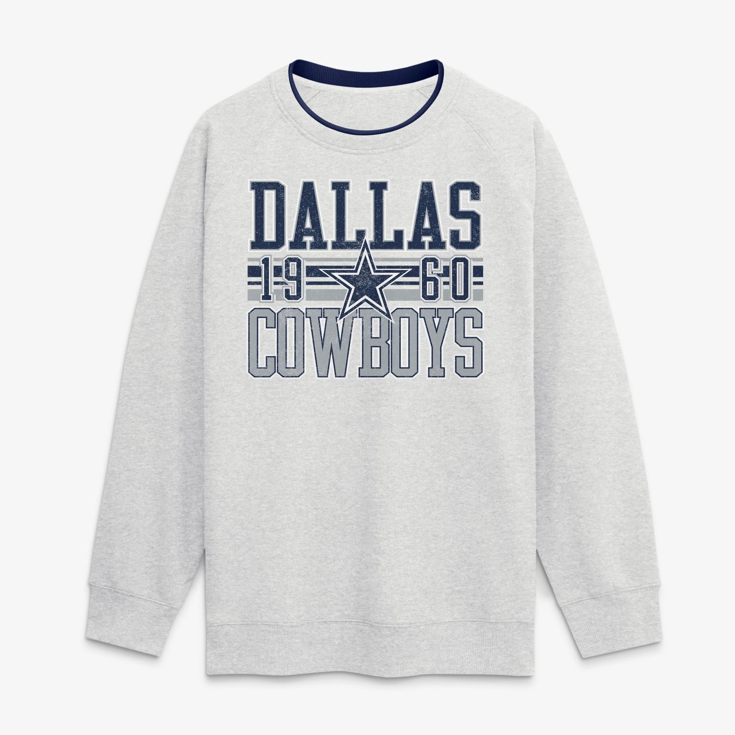 NFL Dallas Cowboys Men's Cotton Gray Heather Long Sleeve Crew Fleece Sweatshirt