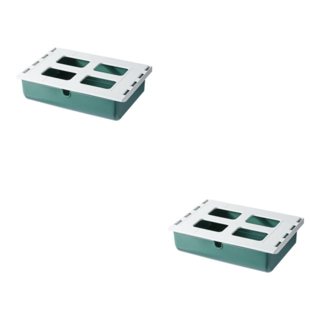 tssuouriy Stylish Storage Box Wide Range Of Uses With Space-saving Drawer Large Capacity green 33*23.5*8.5cm 2Set