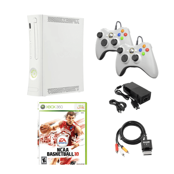 Microsoft Xbox 360 Console Remise à Neuf Originale en Ensemble avec NCAA Basketball 10 et 2 Manettes