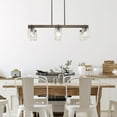 thumbnail image 3 of LNC 6-Light Farmhouse Matte Black and Bronze Wood Linear Maison Jar Glass Shape Chandelier for Dining Room, 3 of 12