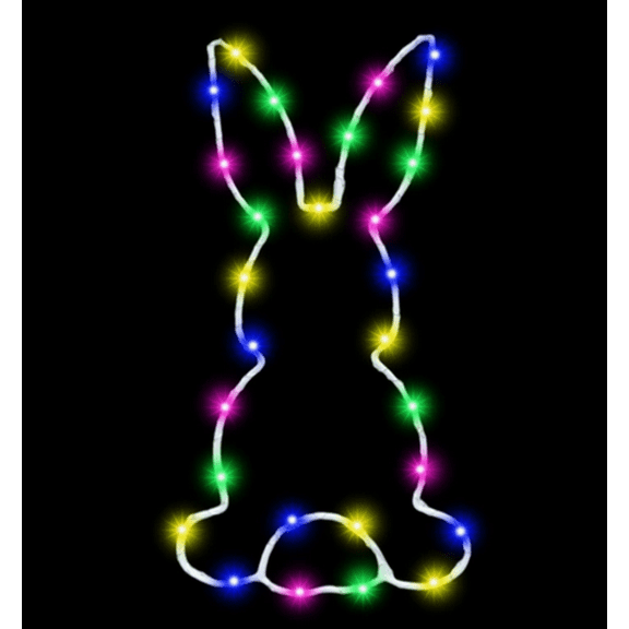 Easter Bunny LED Window Light Set - Battery Operated with Timer, Festive Hanging LED Lights, Easter Home Window & Wall Decoration Ornament