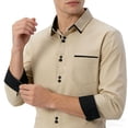 thumbnail image 2 of DeHolifer Mens Dress Shirt Color Block Long Sleeve Business Casual Button Down Work Shirts Khaki L, 2 of 6