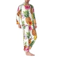 thumbnail image 2 of Yiaed Hawaiian Pineappl Print Men’s Pajamas Set - Long Sleeve Button Down Sleep Shirt and Pajama Bottoms Sleepwear Set Mens Pjs Sets Men's Pajama Bottoms-Small, 2 of 7