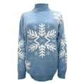 thumbnail image 3 of GA WEIHUA Clearance Sale,Women's Ugly Christmas Sweaters Snowflake Long Sleeve Holiday Sweater Knit Xmas Mock Neck Pullover Casual Tunic Tops(Blue,M), 3 of 4
