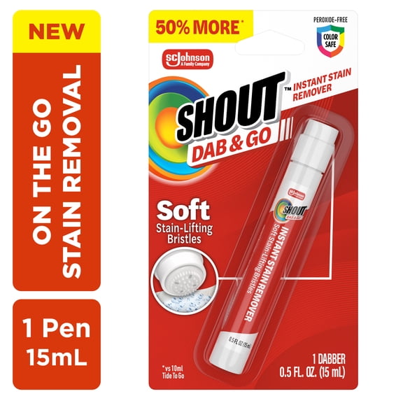 Shout Dab & Go Instant Stain Remover Dabber Pen, 0.5 fl oz