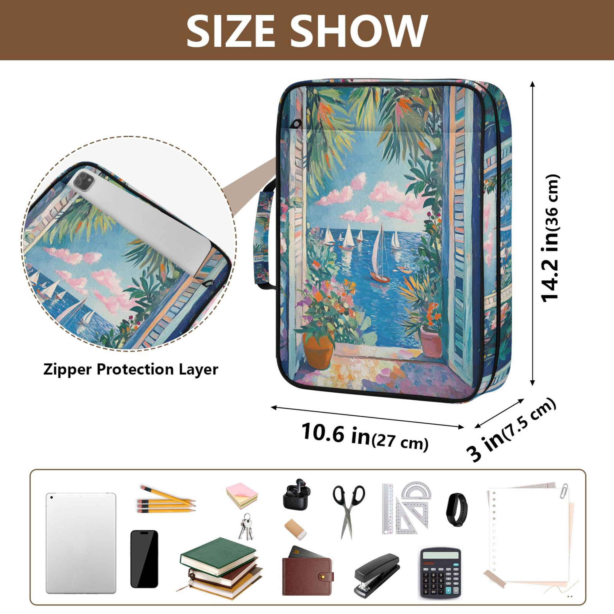 FORMRS Accordion File Folder A4 Size 7-Pocket Expanding Document Organizer Bag with 3 Ring Binder, Blue Sea